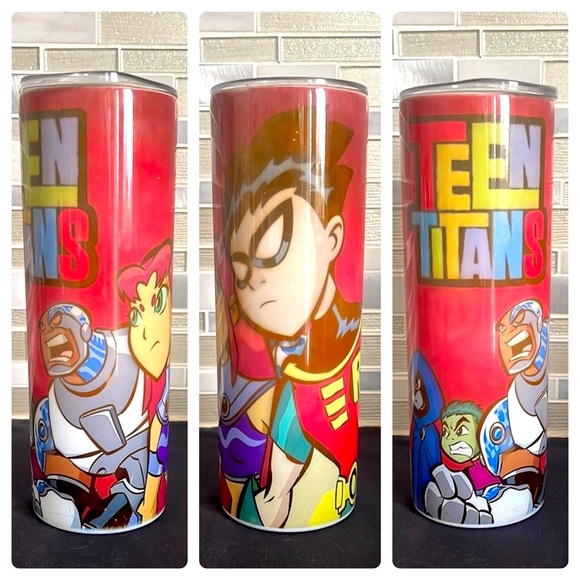 Teen Titans Tumbler. Stainless Steel Vacuum Tumbler With Sliding Lid - Picture 1 of 14